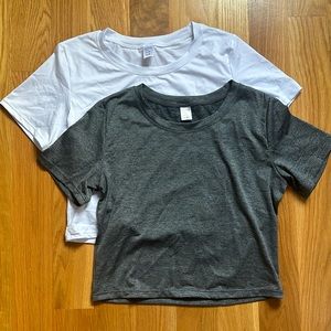 White and Gray Exercise Tee Shirts
